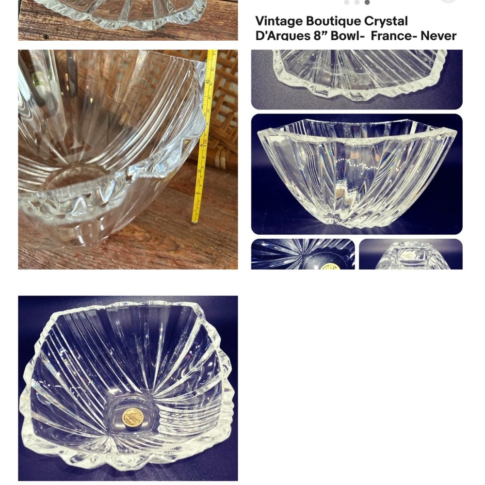Vintage D’ Arques 8” Crystal Bowl France Heavy new without tags